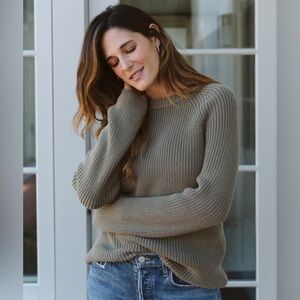 NWOT Jenni Kayne Cotton Fisherman Sweater Eucalyptus XS